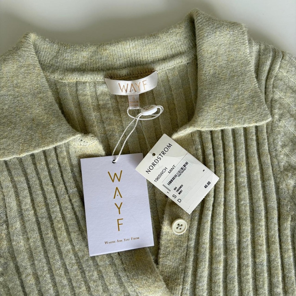 WAYF Collared sweater with buttons in Green - Picture 4 of 5